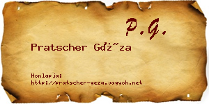 Pratscher Géza névjegykártya